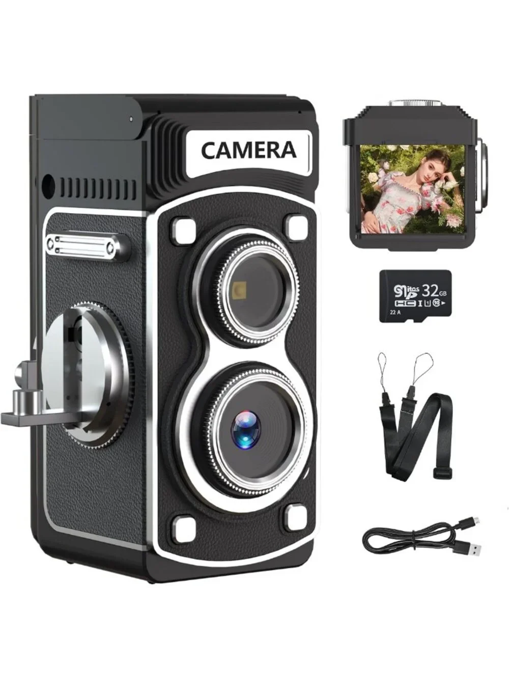 Mini Vintage Digital Camera - 1080P FHD Retro Point & Shoot, Compact & Portable